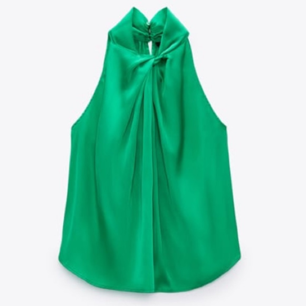 NWT Zara Knotted Satin Top